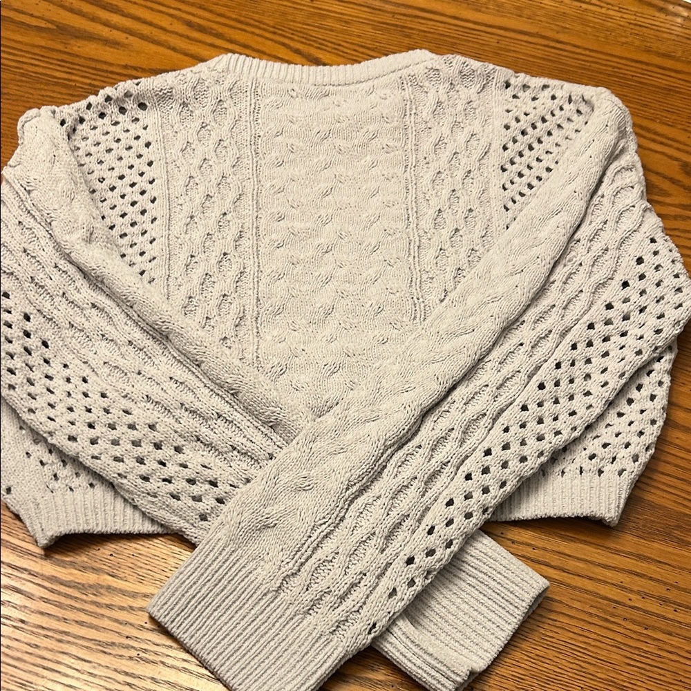 Zara Women's Light Gray Cable Knit Sweater - Picture 2 of 2
